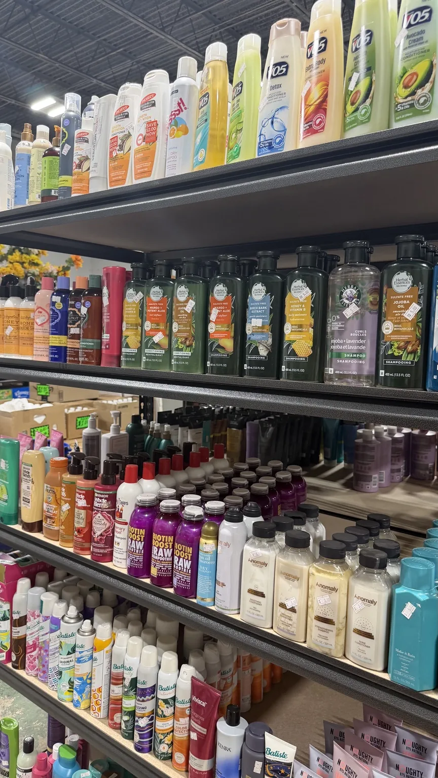 Hair care and beauty products on store shelves