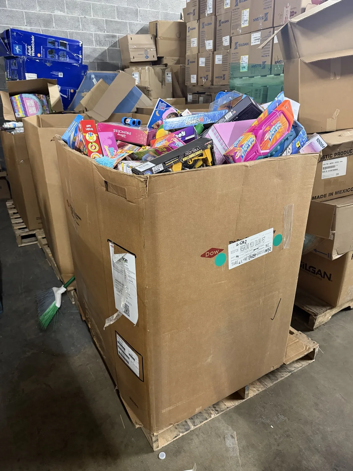 Large box filled with toys